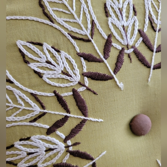 Vintage Embroidered Orange and Green Round Cushions - Picture 9 of 16